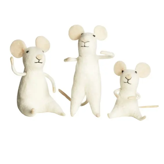 Musfamilj vit H.6,5-10cm 3st | Direkt från fabriken
