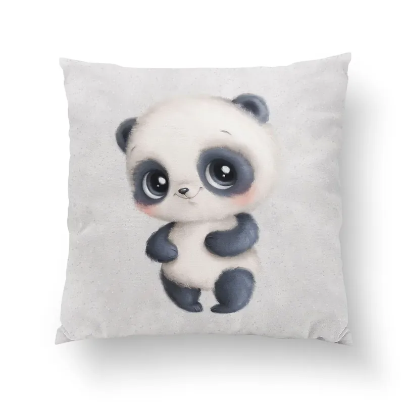 Nytt i webbutiken - Bomullsväv Liten panda grå (38 x 38 cm)